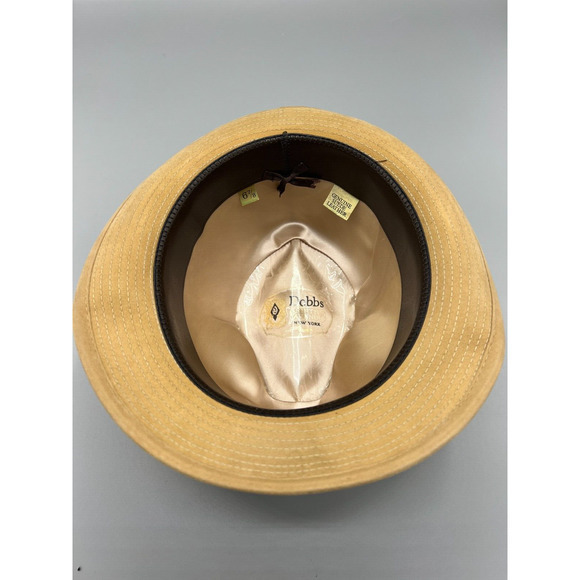 DOBBS VTG Fifth Avenue Trilby Hat Men's 6 7/8 Small Tan Beige‎ Suede Fedora. NOS - Picture 8 of 16
